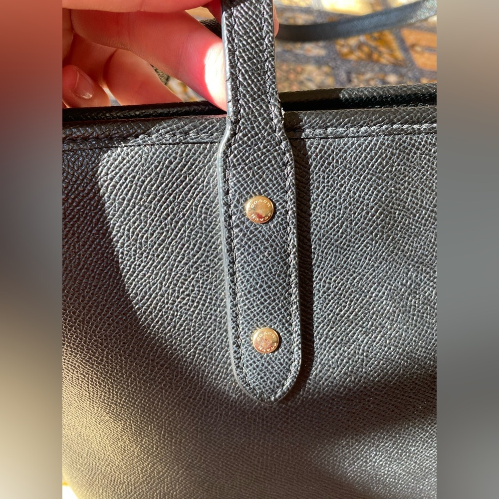 Coach City Tote Bag in Black Crossgrain Leather w Zip Top - Picture 10 of 14